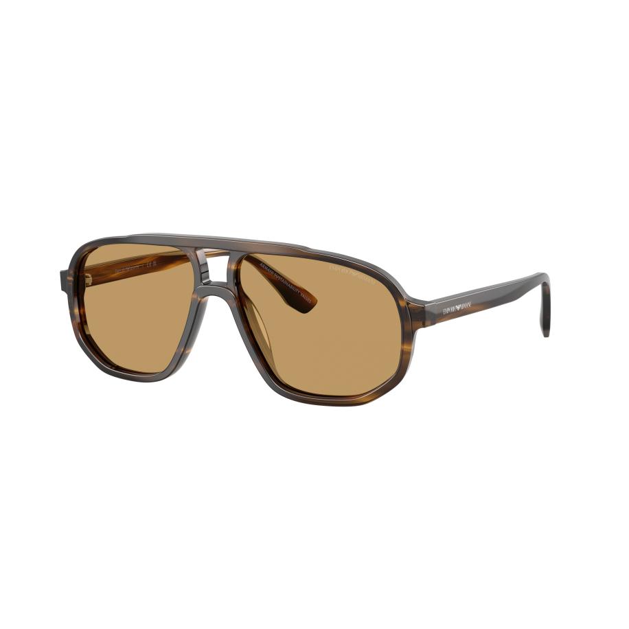 Emporio Armani Mannelijk Sunglass EA4263U - Framekleur: Striped Dark Green, Lenskleur: Bruin Bruin