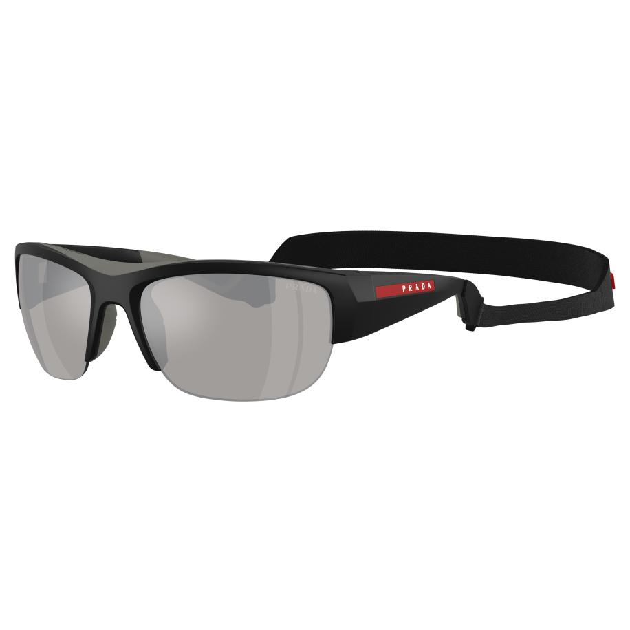 Prada Linea Rossa Mannelijk Sunglass PS A01S - Framekleur: Nero Opaco, Lenskleur: Lichtgrijs gespiegeld zilver Multicolor