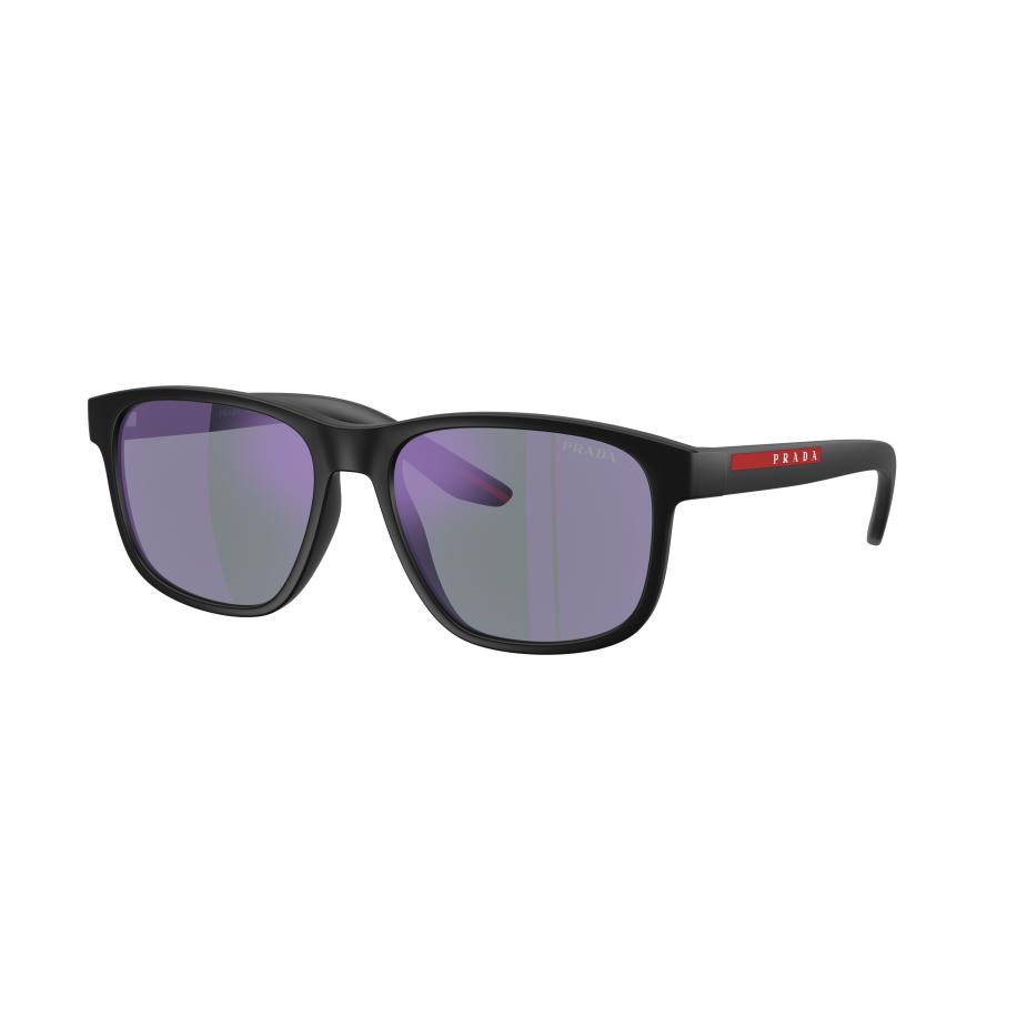 Prada Linea Rossa Mannelijk Sunglass PS 6YS - Framekleur: Matzwart, Lenskleur: Donkerblauw spiegelend violet Multicolor