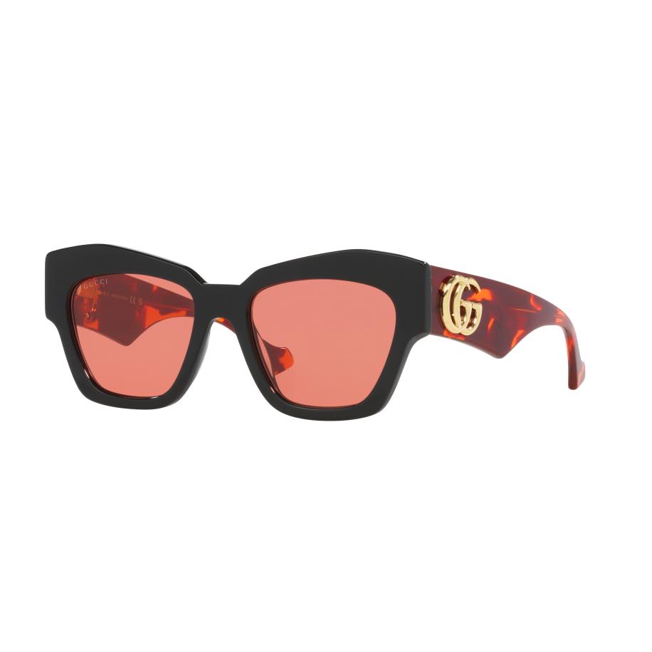 Gucci Vrouwelijk Sunglass GG1422S - Framekleur: Zwart, Lenskleur: Oranje Oranje