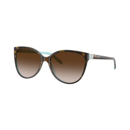 Tiffany & Co. Vrouwelijk Sunglass TF4089B - Framekleur: Havana op Tiffany blauw, Lenskleur: Bruin Gradiënt