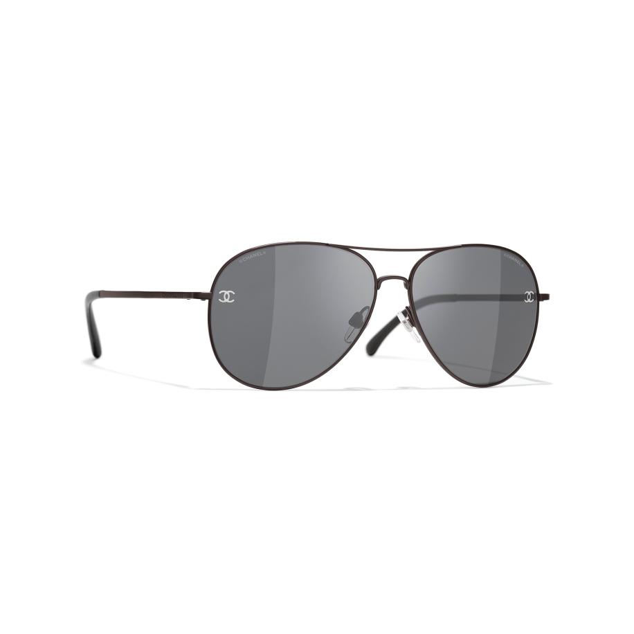 Chanel Vrouwelijk Sunglass Pilot Sunglasses CH4189TQ - Framekleur: Bruin, Lenskleur: Grijs Grijs