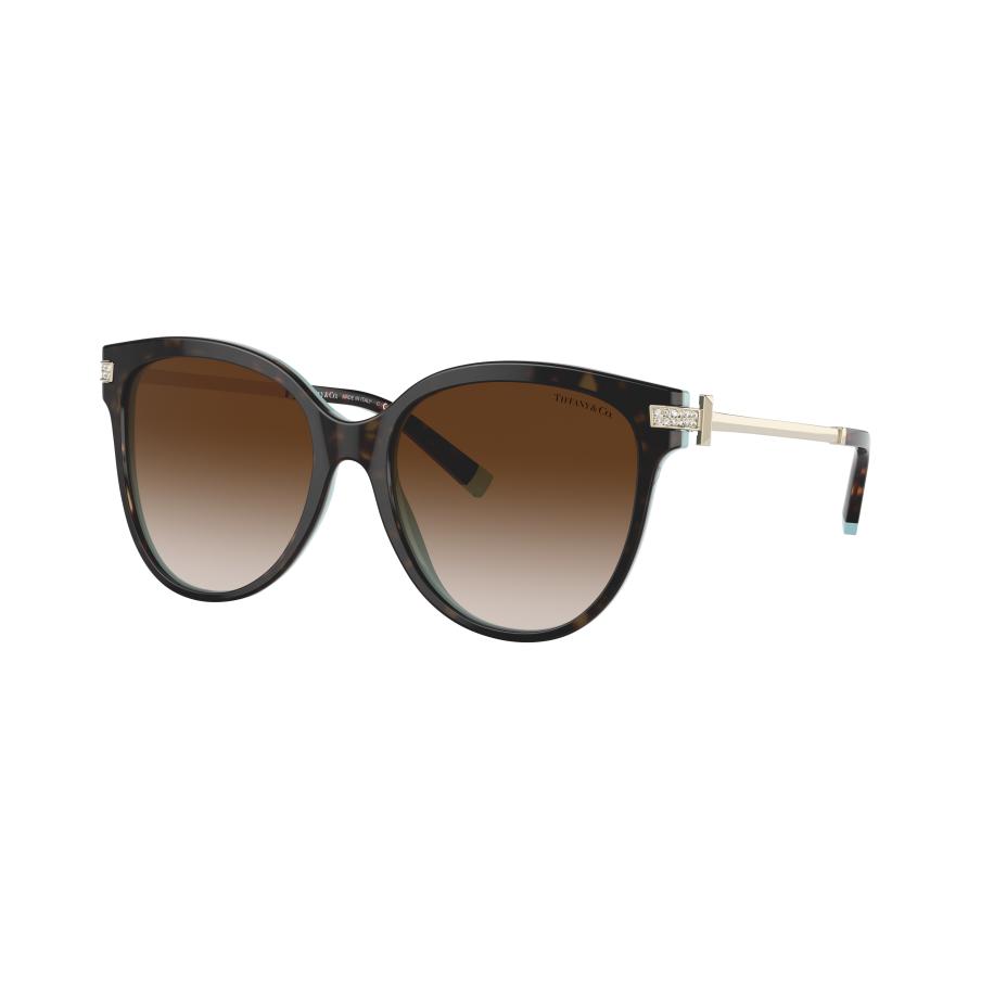 Tiffany & Co. Vrouwelijk Sunglass TF4193B - Framekleur: Havana op Tiffany blauw, Lenskleur: Bruin Gradiënt Bruin