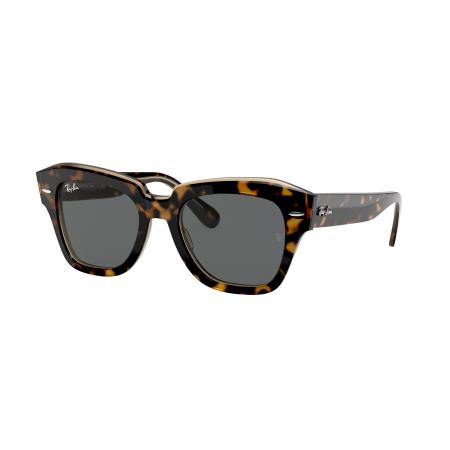 Ray-Ban Vrouwelijk Sunglass RB2186 State Street - Framekleur: Havana op transparant bruin, Lenskleur: Donkergrijs