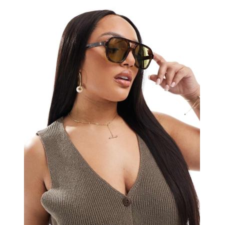 AIRE Whirlpool Pilotenzonnnebril in donker tortoise met groene glazen-Bruin