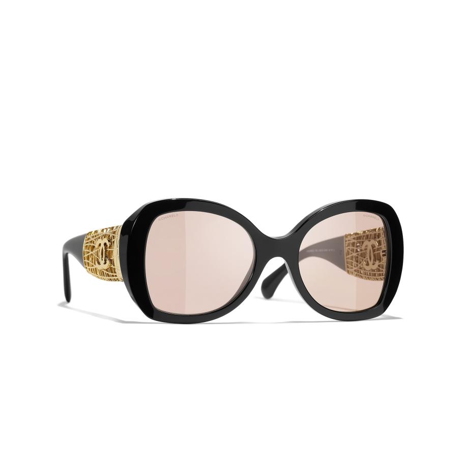 Chanel Vrouwelijk Sunglass Butterfly Sunglasses CH5531 - Framekleur: Zwart, Lenskleur: Getint bruin Bruin