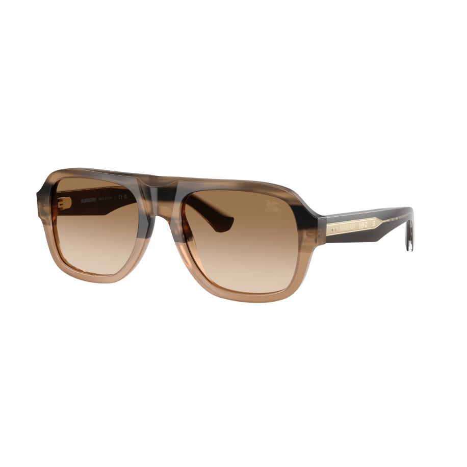 Burberry Mannelijk Sunglass BE4478 - Framekleur: Gestreept beige, Lenskleur: Bruin Gradiënt Bruin