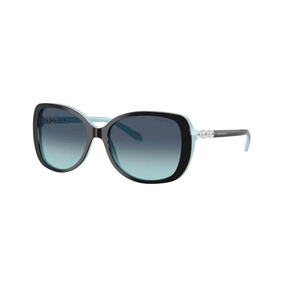 Tiffany & Co. Vrouwelijk Sunglass TF4121B - Framekleur: Zwart op Tiffany blauw, Lenskleur: Tiffany Blauw gradiënt Blauw