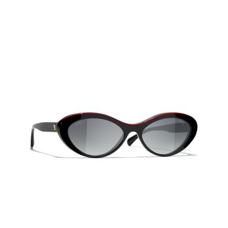Chanel Vrouwelijk Sunglass Oval Sunglasses CH5416 - Framekleur: Zwart, Lenskleur: Grijs