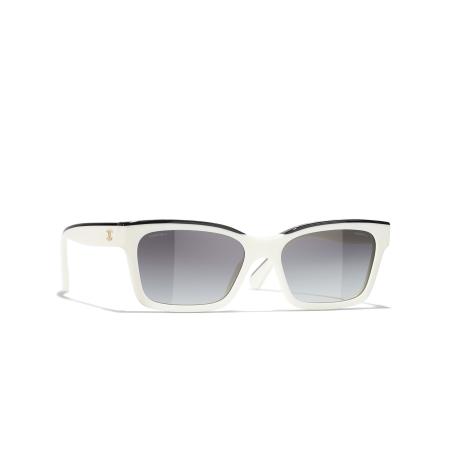 Chanel Vrouwelijk Sunglass Square Sunglasses CH5417 - Framekleur: Wit, Lenskleur: Grijs