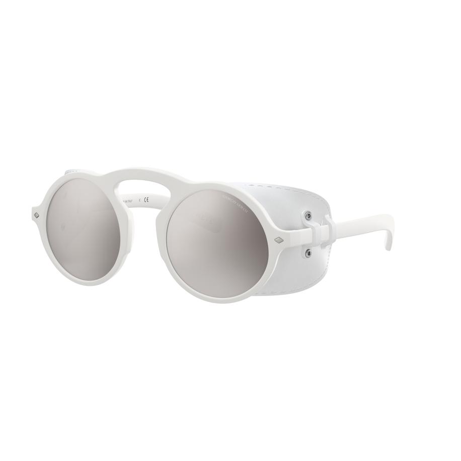 Giorgio Armani Mannelijk Sunglass AR8143Q - Framekleur: Wit, Lenskleur: Lichtgrijs gespiegeld zilver 80 Multicolor