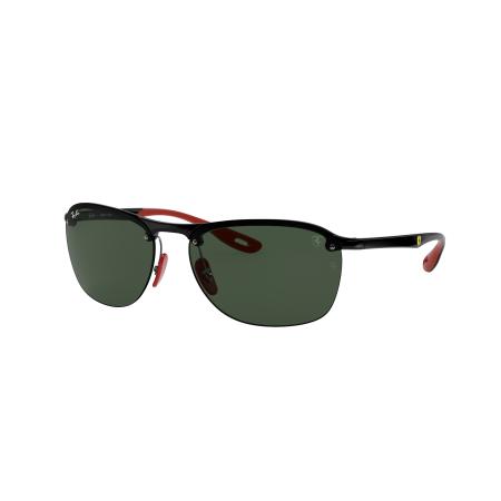 Ray-Ban RB4302M SCUDERIA FERRARI COLLECTION zonnebril Zwart montuur Groen glazen 62-16