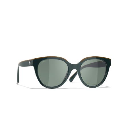 Chanel Vrouwelijk Sunglass Square Sunglasses CH5414 - Framekleur: Groen, Lenskleur: Groen