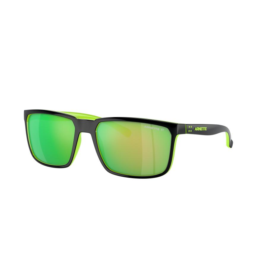 Arnette Mannelijk Sunglass AN4251 Stripe - Framekleur: Zwart/fluo groen, Lenskleur: Donkergrijs gespiegeld groen polar Multicolor