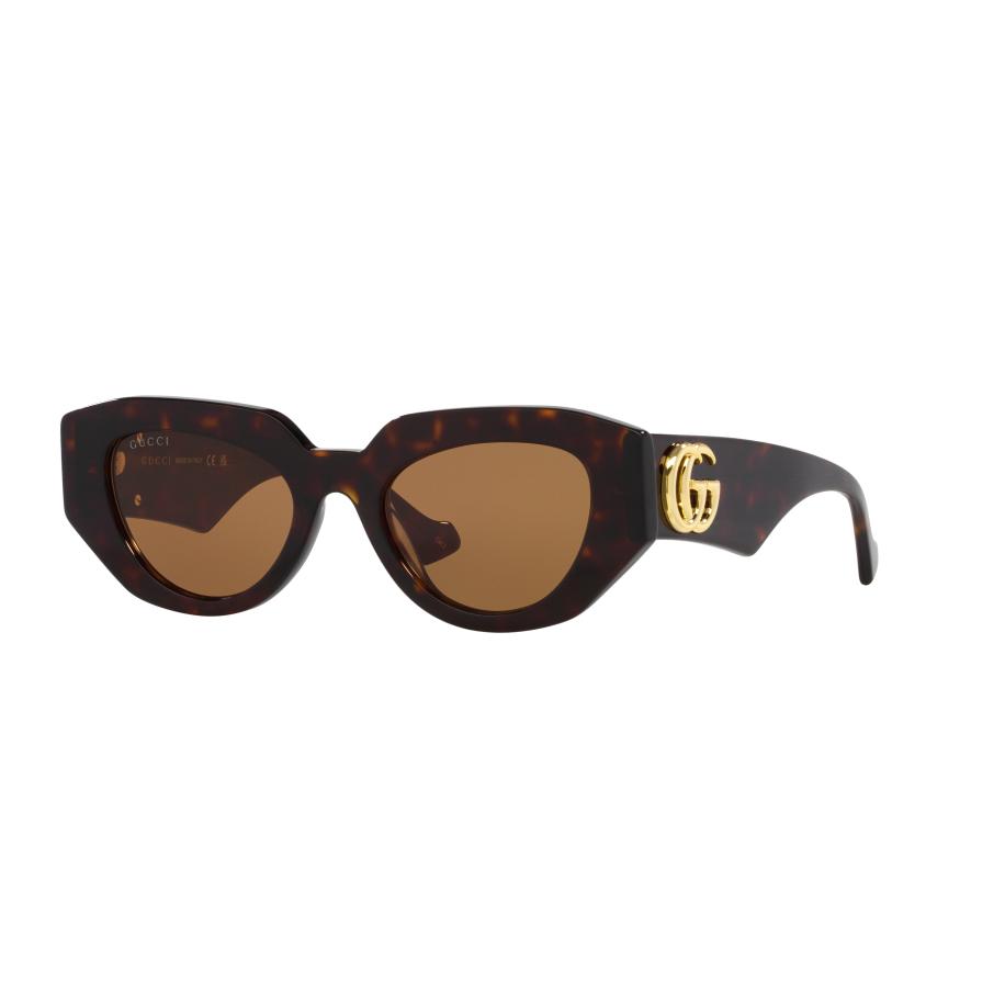 Gucci Vrouwelijk Sunglass GG1421S - Framekleur: Tortoise, Lenskleur: Bruin Bruin