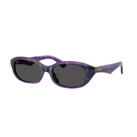 Burberry Vrouwelijk Sunglass BE4447D - Framekleur: Geruit violet, Lenskleur: Donkergrijs