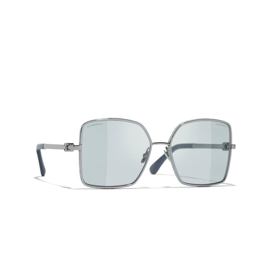 Chanel Vrouwelijk Sunglass Square Sunglasses CH4288Q - Framekleur: Ruthenium, Lenskleur: Grijs Grijs