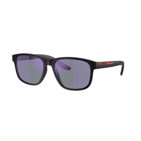 Prada Linea Rossa Mannelijk Sunglass PS 06YS - Framekleur: Matzwart, Lenskleur: Donkerblauw spiegelend violet