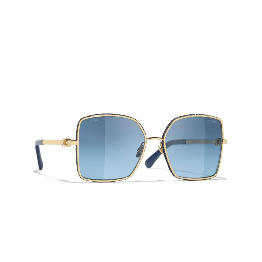 Chanel Vrouwelijk Sunglass Square Sunglasses CH4288Q - Framekleur: Goud, Lenskleur: Grijs Grijs