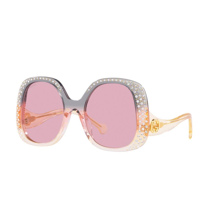 Gucci Vrouwelijk Sunglass GG1235S - Framekleur: Transparant grijs, Lenskleur: Roze Roze