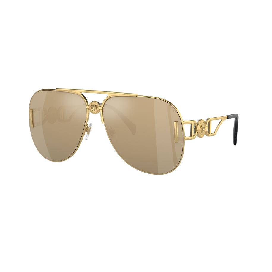 Versace Unisex Sunglass VE2255 - Framekleur: Goud, Lenskleur: Clear Mirror Real Yellow Gold Multicolor