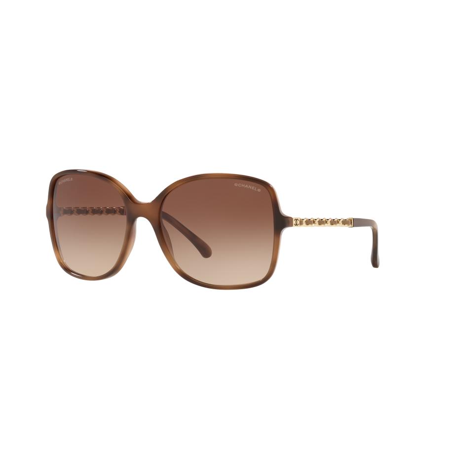 Chanel Vrouwelijk Sunglass Square Sunglasses CH5210Q - Framekleur: Tortoise, Lenskleur: Bruin Bruin