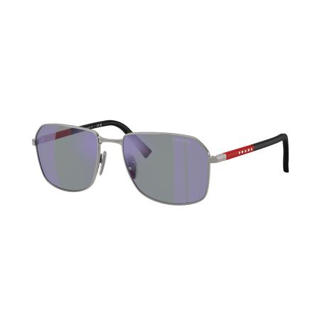 Prada Linea Rossa Mannelijk Sunglass PS A51S - Framekleur: Staalgrijs, Lenskleur: Donkerblauw spiegelend violet