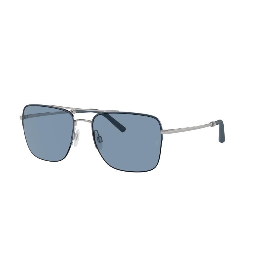 Oliver Peoples Mannelijk Sunglass OV1343S R-2 - Framekleur: Blauw as/geborsteld zilver, Lenskleur: Marineblauw Blauw