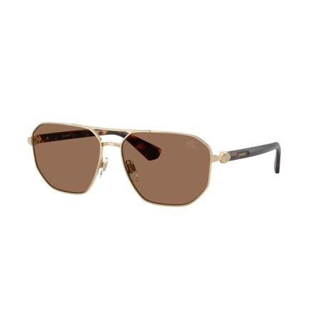 Burberry Mannelijk Sunglass BE3166 - Framekleur: Lichtgoud, Lenskleur: Donkerbruin