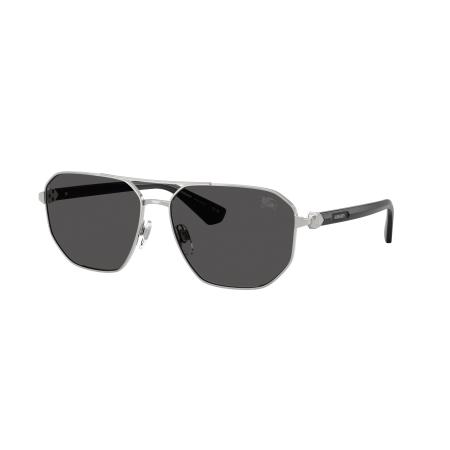 Burberry Mannelijk Sunglass BE3166 - Framekleur: Zilver, Lenskleur: Donkergrijs