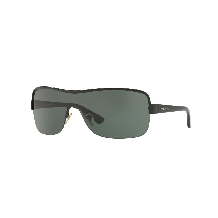 Sunglass Hut Collection Unisex Sunglass HU1003 - Framekleur: Zwart, Lenskleur: Donkergroen Groen