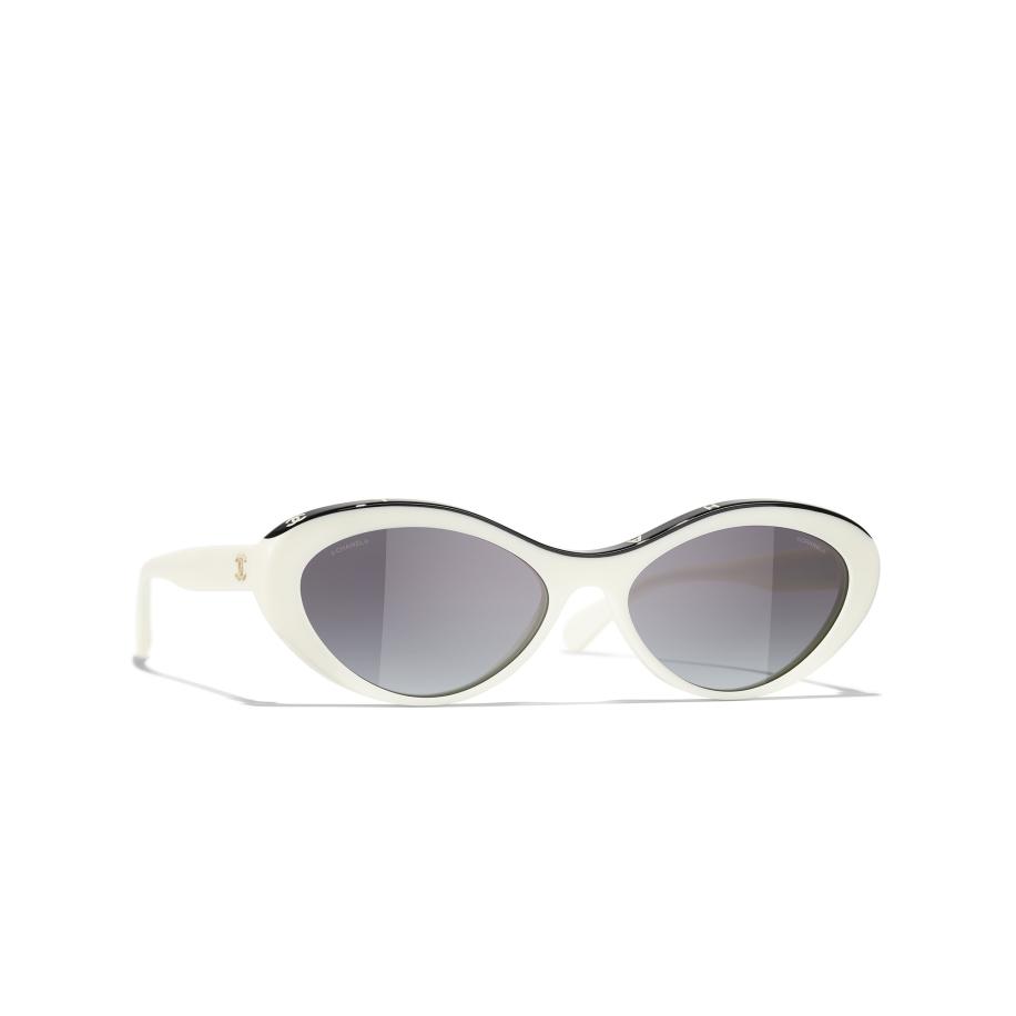 Chanel Vrouwelijk Sunglass CH5416 Oval Sunglasses CH5416 - Framekleur: Wit, Lenskleur: Grijs Grijs