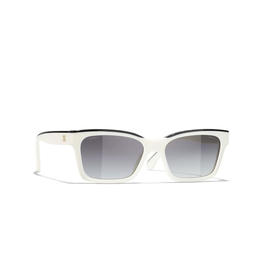 Chanel Vrouwelijk Sunglass Square Sunglasses CH5417 - Framekleur: Wit, Lenskleur: Grijs Grijs