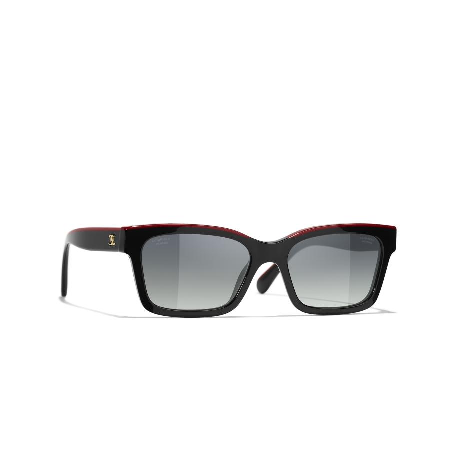 Chanel Vrouwelijk Sunglass Square Sunglasses CH5417 - Framekleur: Zwart, Lenskleur: Grijs Grijs