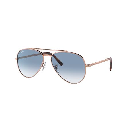 Ray-Ban Unisex Sunglass RB3625 New Aviator - Framekleur: Roségoud, Lenskleur: Helder blauw