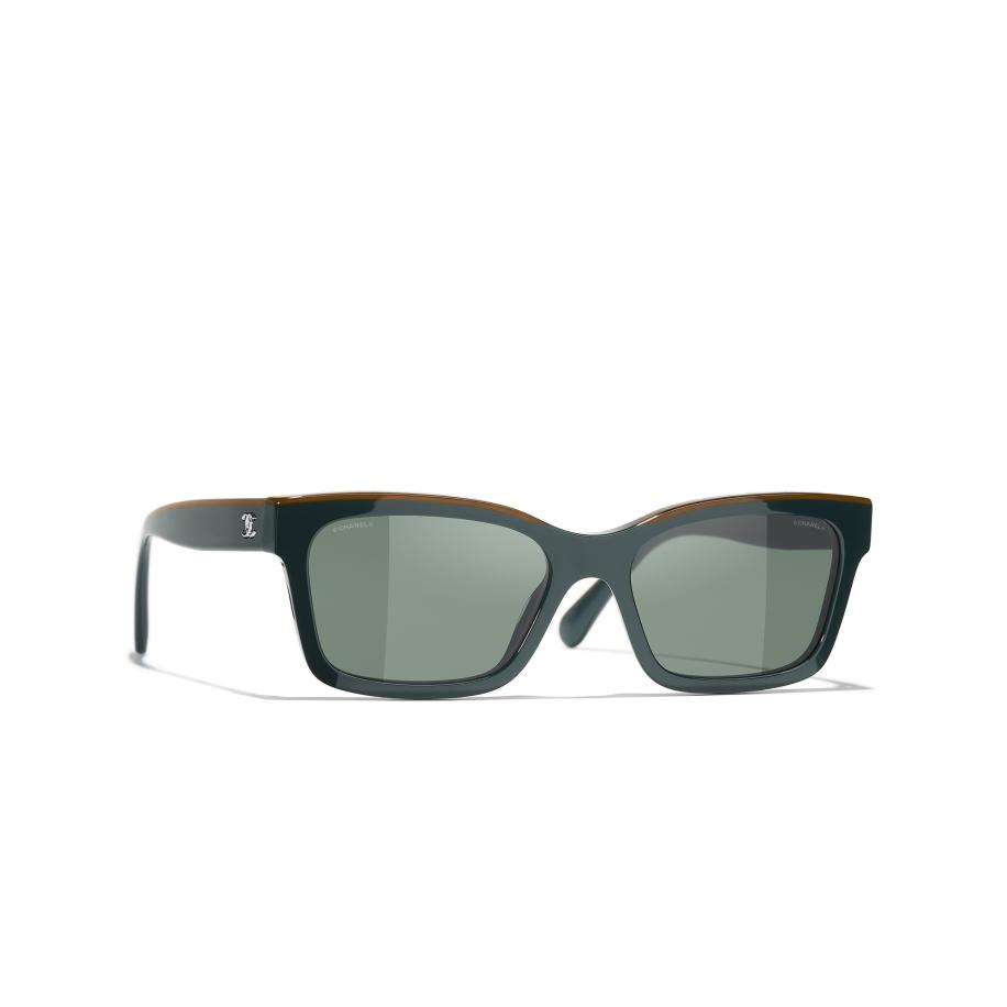 Chanel Vrouwelijk Sunglass CH5417 Square Sunglasses CH5417 - Framekleur: Groen, Lenskleur: Groen Groen