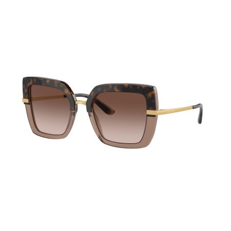 Dolce&Gabbana Vrouwelijk Sunglass DG4373 - Framekleur: Havana op transparant bruin, Lenskleur: Bruin gradiënt donkerbruin