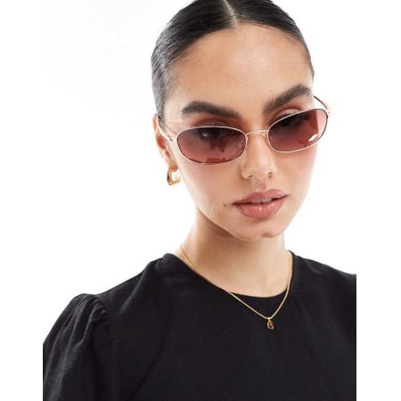 A.Kjaerbede Jack Rechthoekige zonnebril met metalen montuur in roségoud