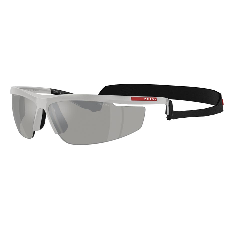Prada Linea Rossa Mannelijk Sunglass PS A02S - Framekleur: Grijs, Lenskleur: Lichtgrijs gespiegeld zilver Multicolor