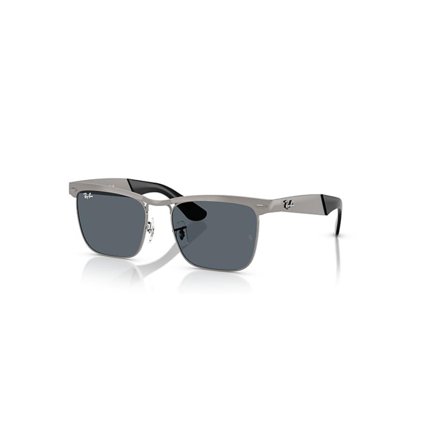 Ray-Ban Wayfarer Deluxe zonnebril Gezandstraald Staalgrijs montuur Blauw glazen 56-18 Grijs
