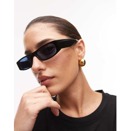 Topshop Premium Seychelles Rechthoekige zonnebril in zwart