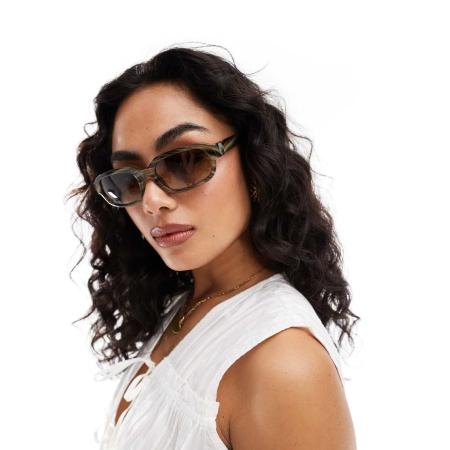 A.Kjaerbede Will Vierkante zonnebril in grijs gestreept