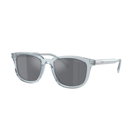 Prada Mannelijk Sunglass PR A21S - Framekleur: Transparant azuurblauw, Lenskleur: Donkergrijs Flash Zilver