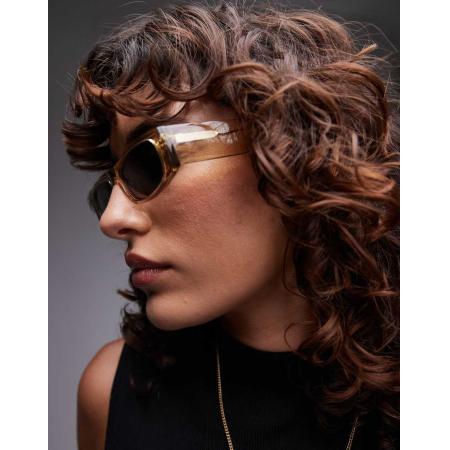 Topshop Premium Seychelles Rechthoekige zonnebril in smoke-Doorzichtig