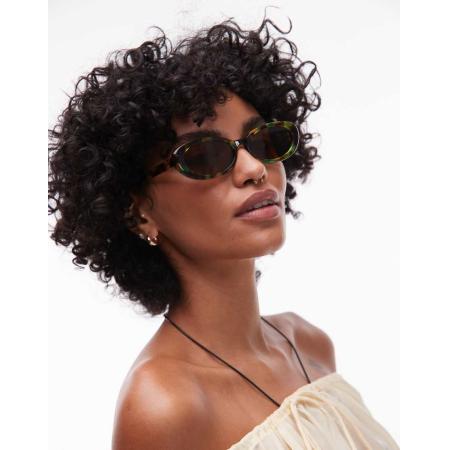 Topshop Premium Malta Ronde acetaat zonnebril in groen