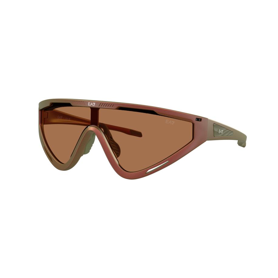 EA7 Mannelijk Sunglass Q74001 - Framekleur: Mat iriserend rood, Lenskleur: Brown Contrast Enhancement Zwart