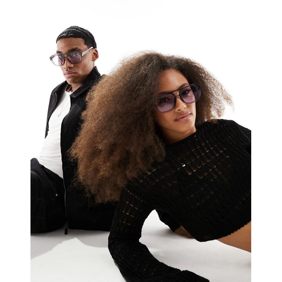 A.Kjaerbede Kaya Aviator zonnebril in transparant grijs Grijs