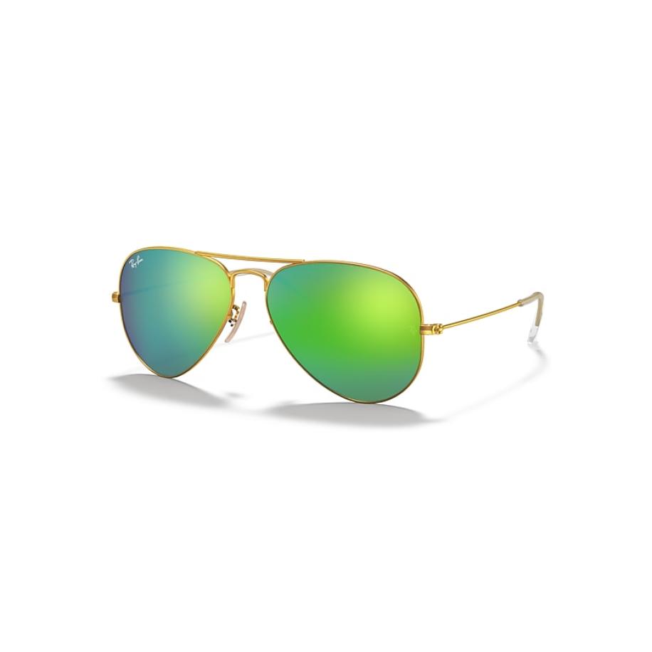Ray-Ban Aviator Flash-brillenglazen zonnebril Goud montuur Groen glazen 62-14 Goud