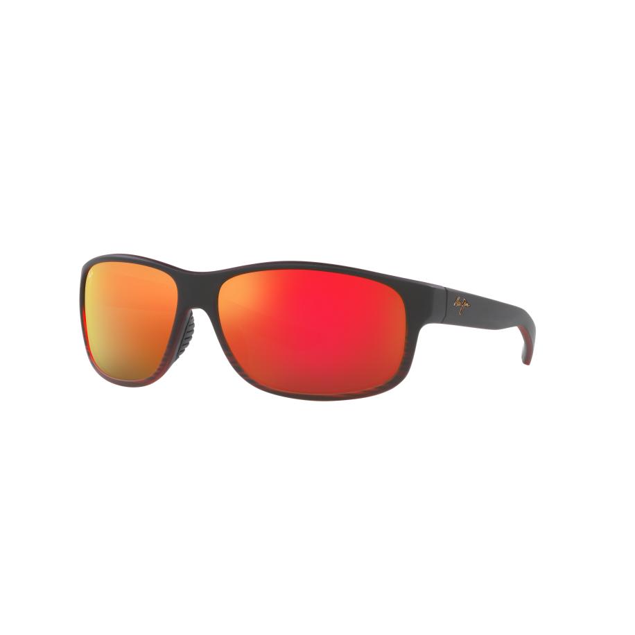 Maui Jim Unisex Sunglass Kaiwi Channel - Framekleur: Wijnrood Havana, Lenskleur: Hawaii Lava U+2122 Mirror Polarized Multicolor