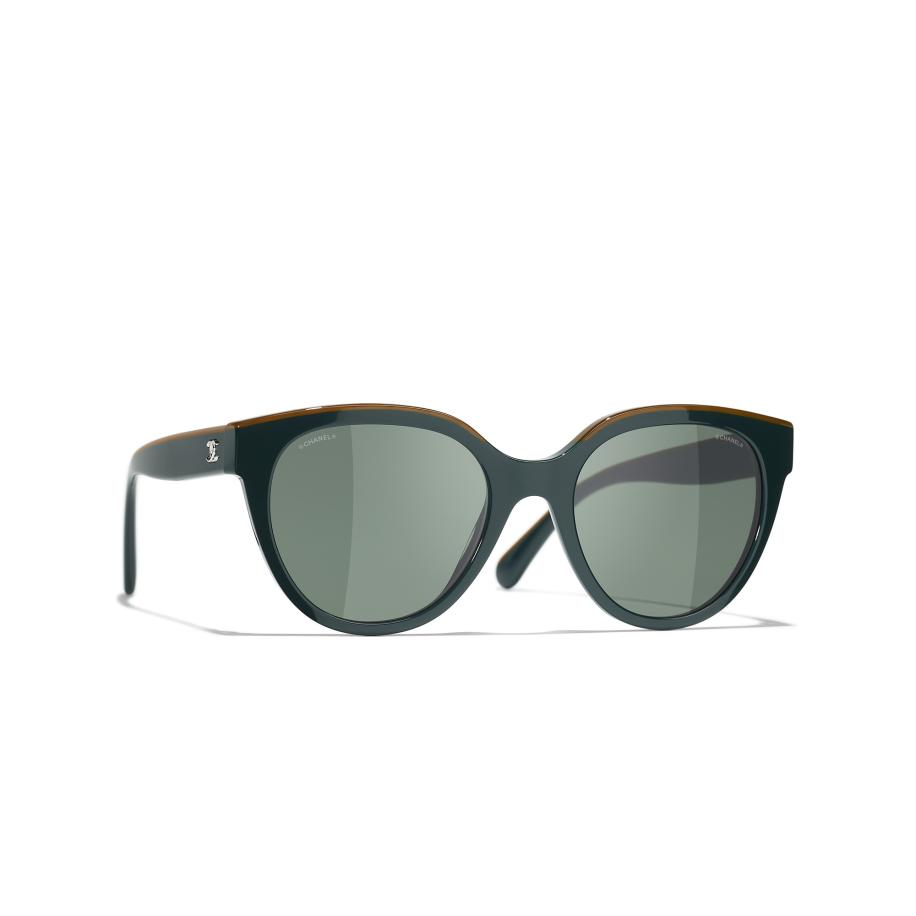 Chanel Vrouwelijk Sunglass Square Sunglasses CH5414 - Framekleur: Groen, Lenskleur: Groen Groen